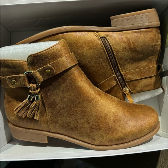 Women's Tassel Decor Zip Closure Chunky Low Heel Boot Fashion Daily Ankle Bootie - Picture 6 of 8